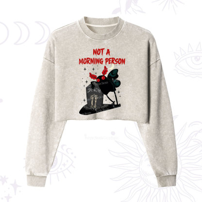 Purplehecate Not A Morning Person Cropped Washed Sweatshirt