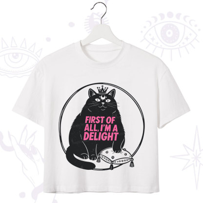 Purplehecate Black Cat First Of All I'm A Delight Crop T-Shirt