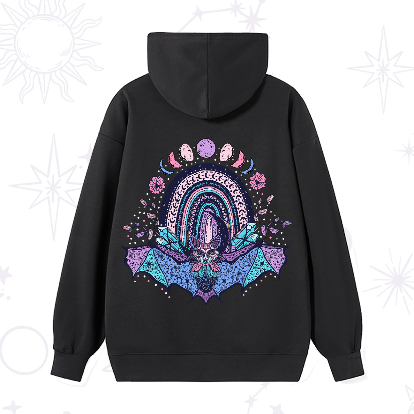 Magic Purplehecate Moon Phase Bat Hoodie