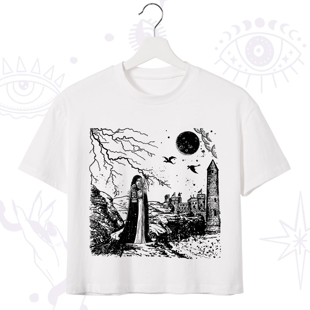 Purplehecate Black Moon Witch Spell Casting Crop T-Shirt