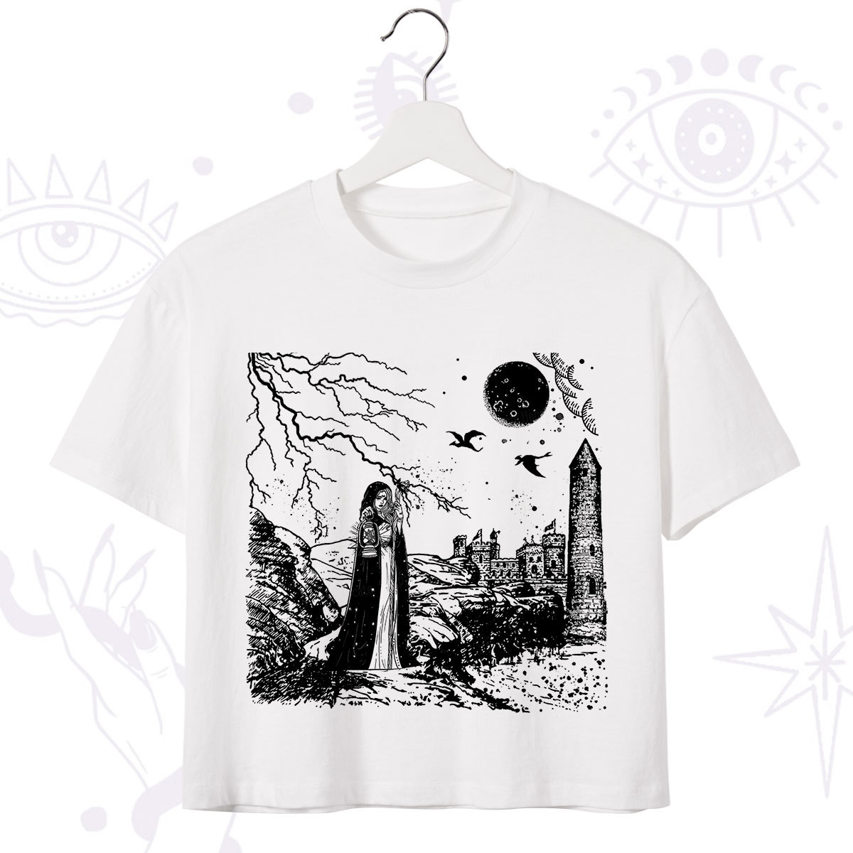 Purplehecate Black Moon Witch Spell Casting Crop T-Shirt