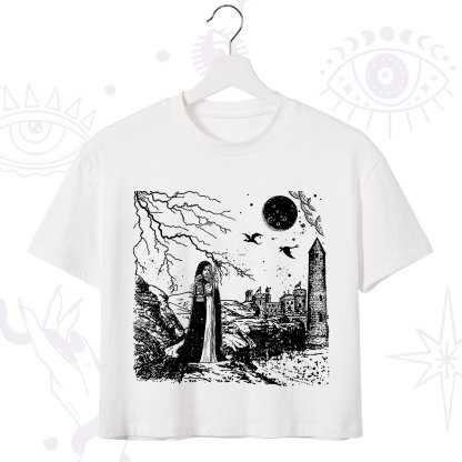 Purplehecate Black Moon Witch Spell Casting Crop T-Shirt