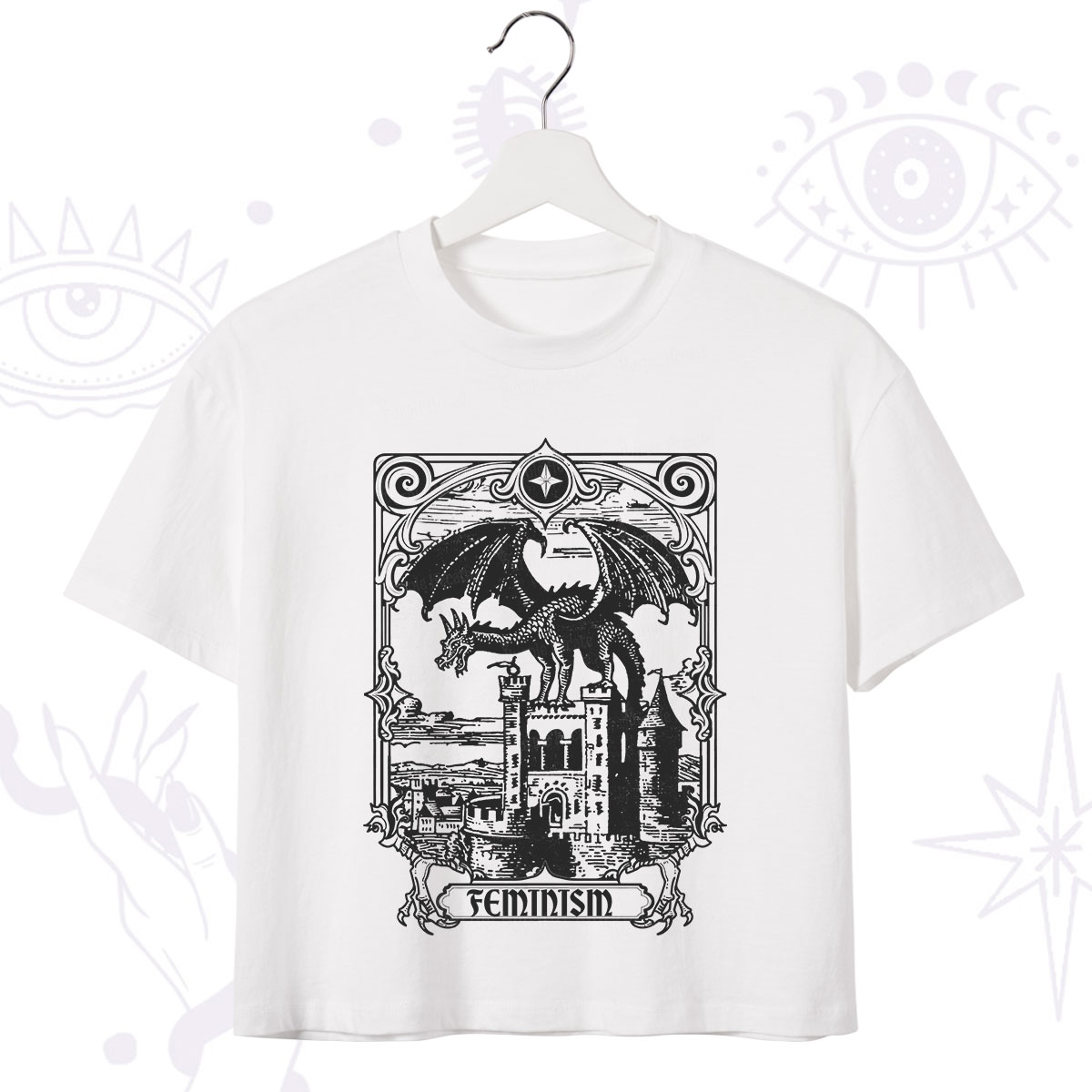 Purplehecate Medieval Feminist Dragon Crop T-Shirt