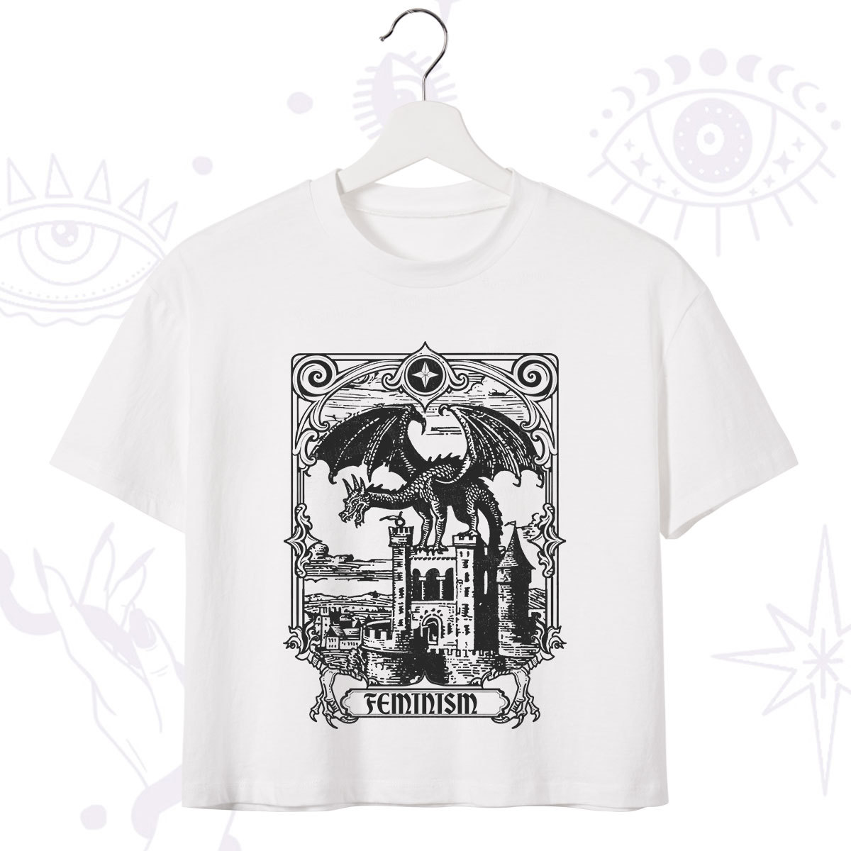Purplehecate Medieval Feminist Dragon Crop T-Shirt