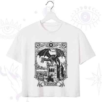 Purplehecate Medieval Feminist Dragon Crop T-Shirt
