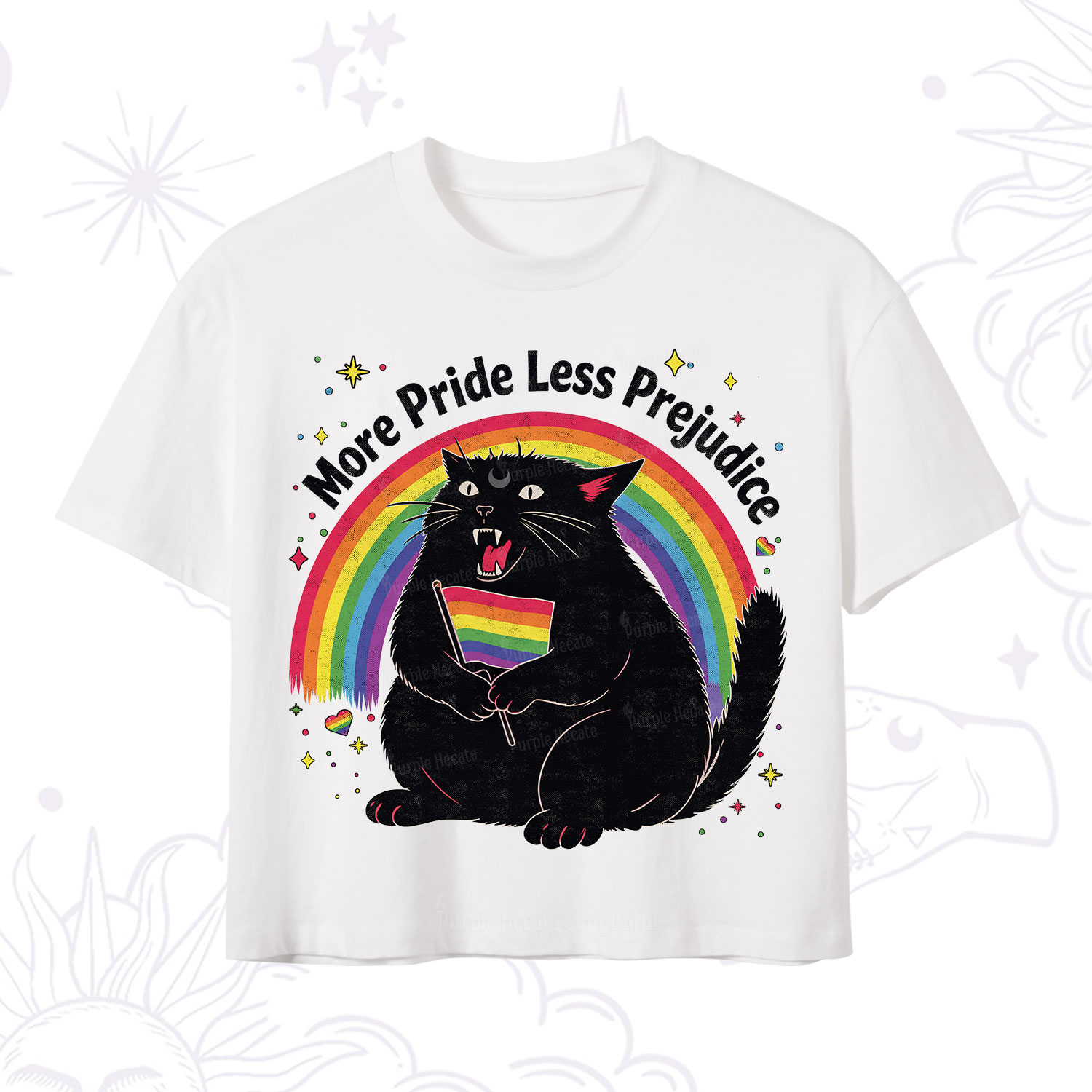Purplehecate More Pride Less Prejudice Cat Crop T-Shirt