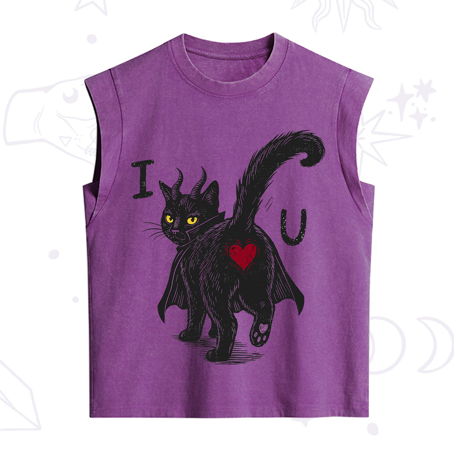 Purplehecate Bad Bad Evil Cat Vintage Washed Tank