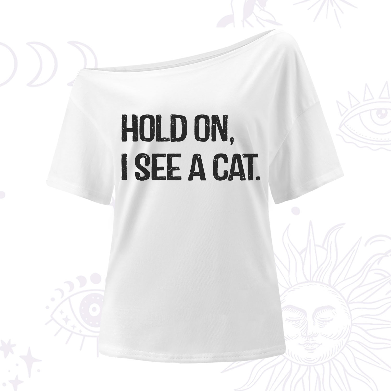 Purplehecate Hold on I See A Cat One Shoulder T-Shirt