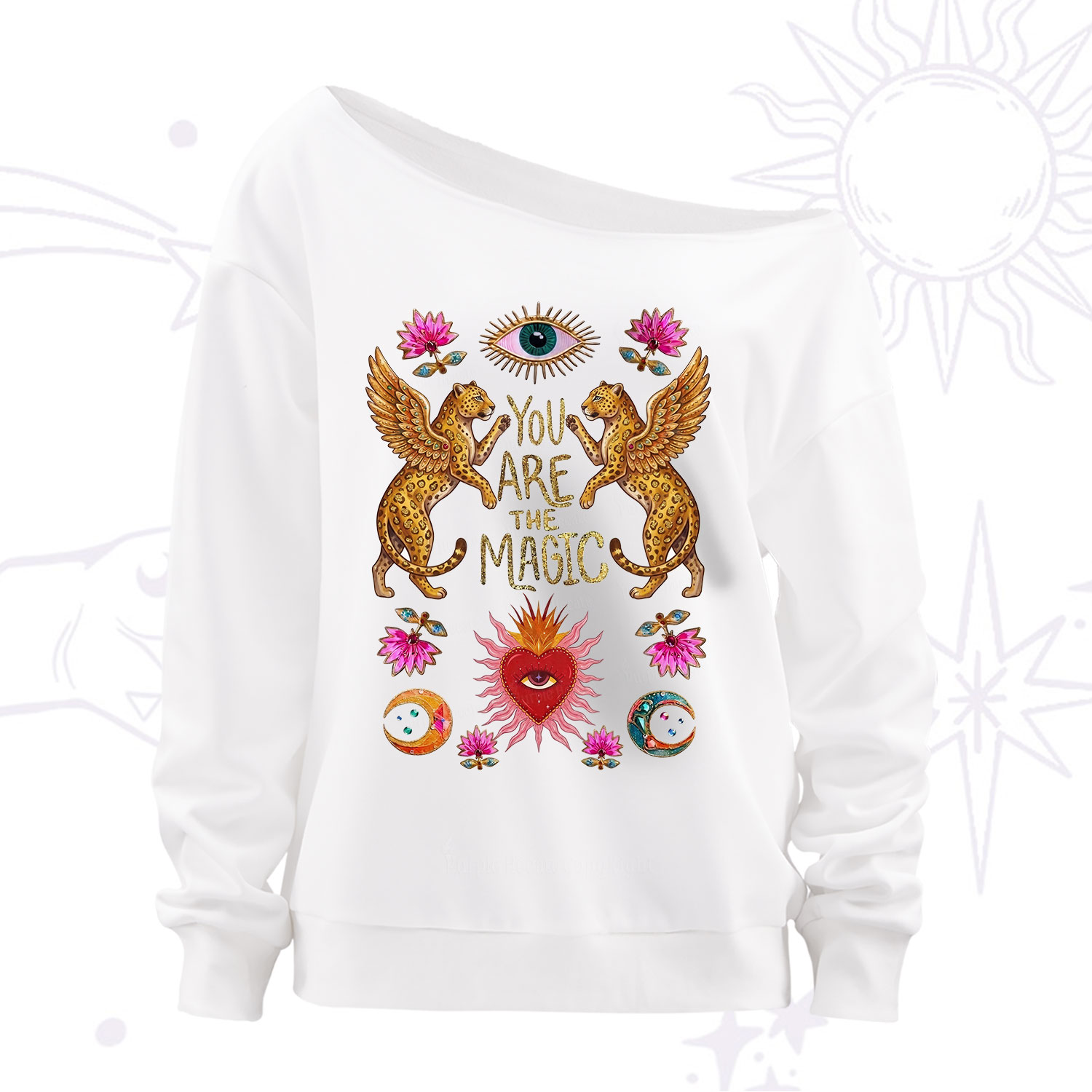 Purplehecate Vintage Tiger You Are The Magic Off The Shoulder Sweatshirt