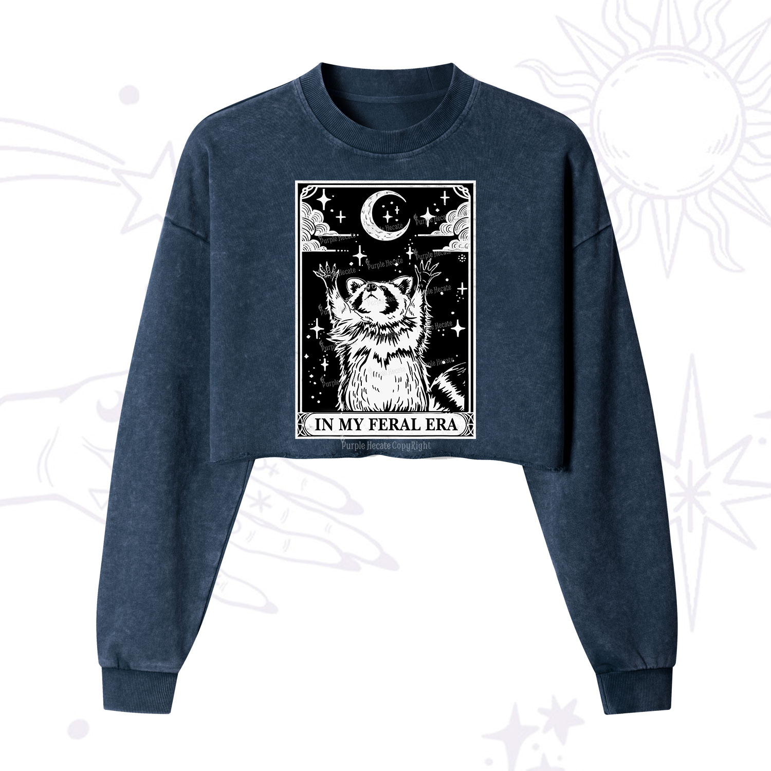 Purplehecate The In My Feral Era Oracle Card Cropped Washed Sweatshirt