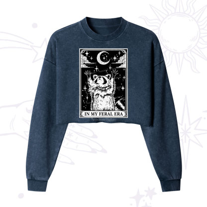 Purplehecate The In My Feral Era Oracle Card Cropped Washed Sweatshirt