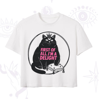 Purplehecate Black Cat First Of All I'm A Delight Crop T-Shirt