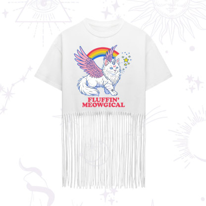 Purplehecate Fluffin Meowgical Fringe Hem T-Shirt