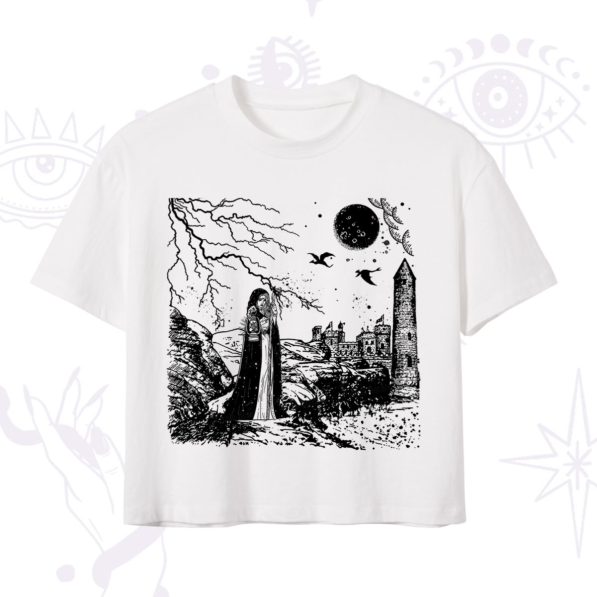 Purplehecate Black Moon Witch Spell Casting Crop T-Shirt