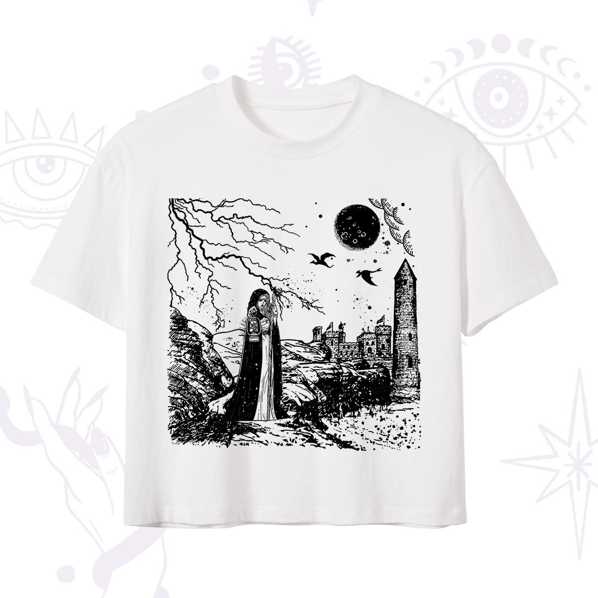 Purplehecate Black Moon Witch Spell Casting Crop T-Shirt