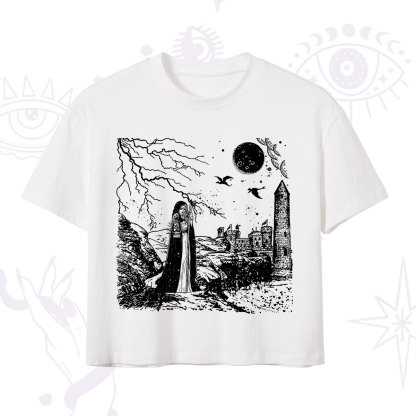 Purplehecate Black Moon Witch Spell Casting Crop T-Shirt