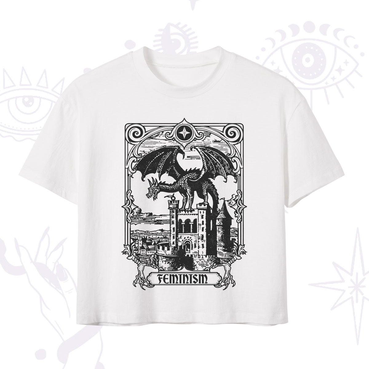 Purplehecate Medieval Feminist Dragon Crop T-Shirt