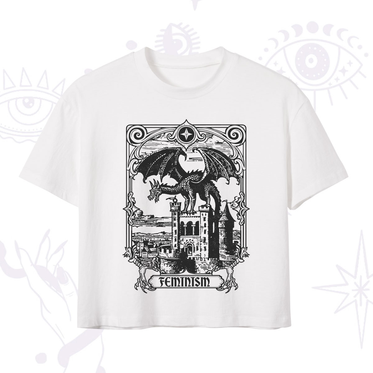 Purplehecate Medieval Feminist Dragon Crop T-Shirt