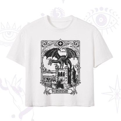 Purplehecate Medieval Feminist Dragon Crop T-Shirt