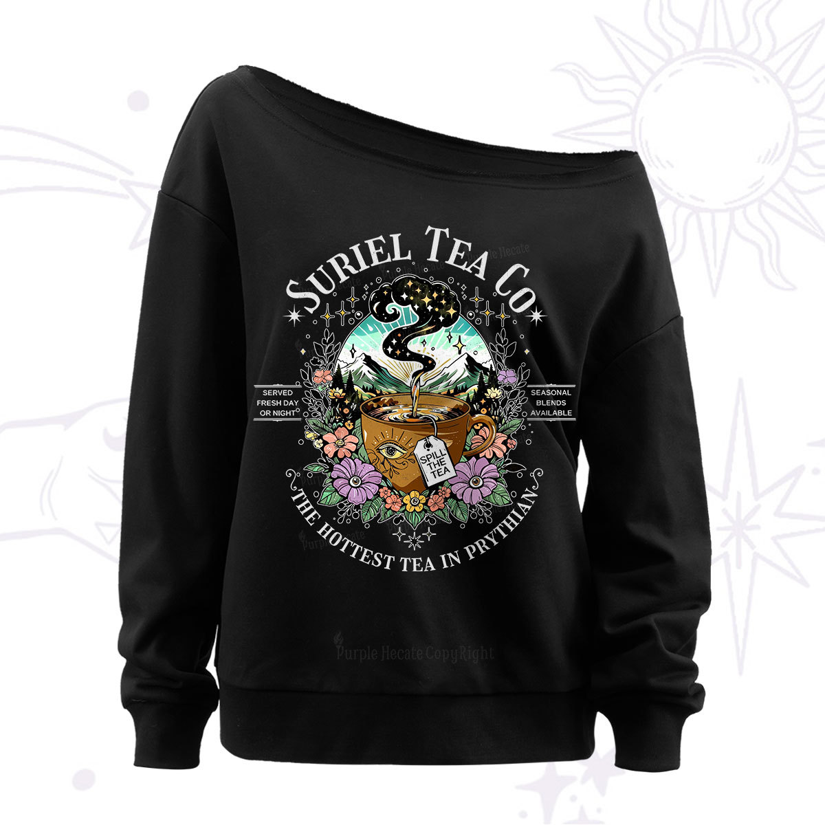 Purplehecate The Forest Tea Oracle Off The Shoulder Sweat
