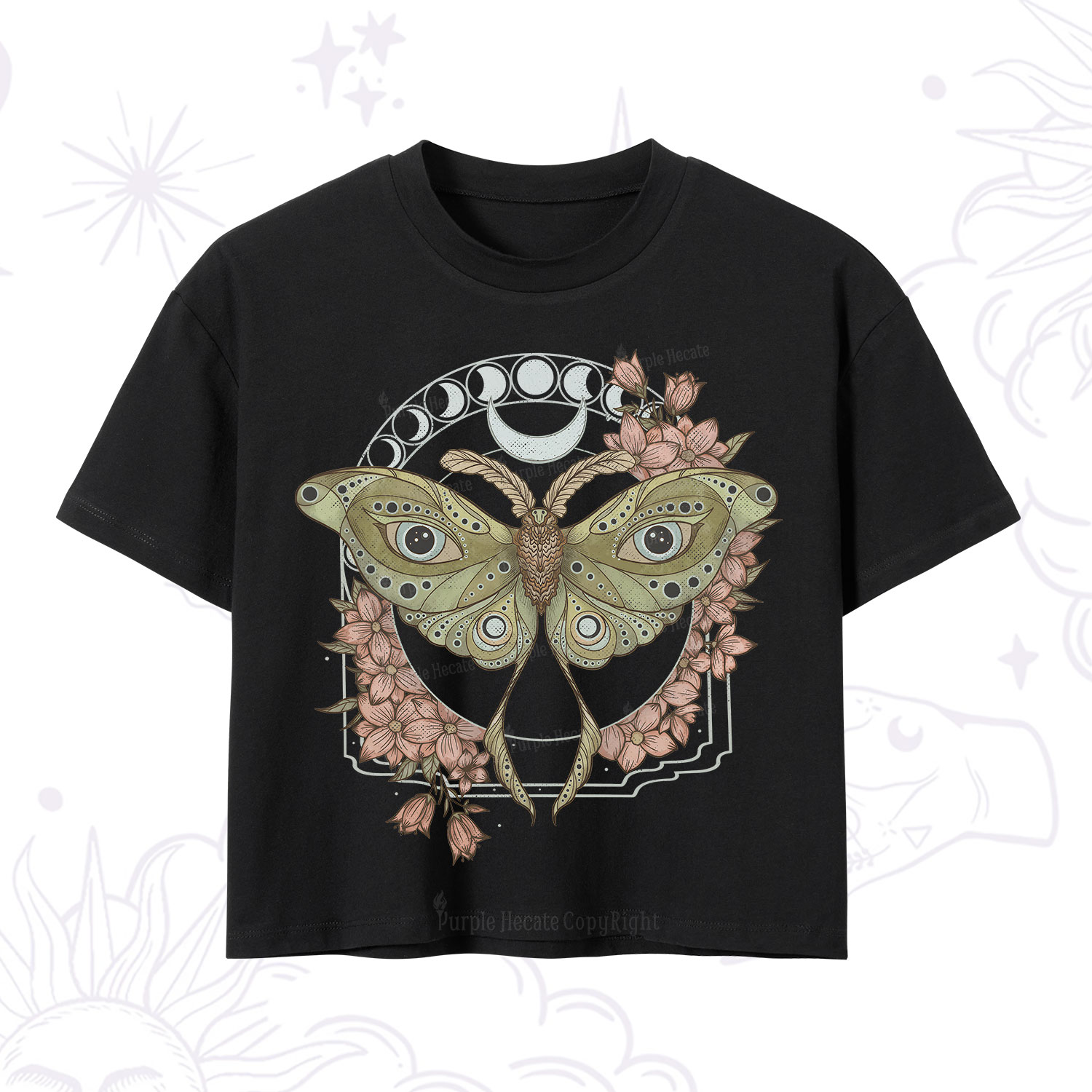 Purplehecate Luna Moth Crop T-Shirt