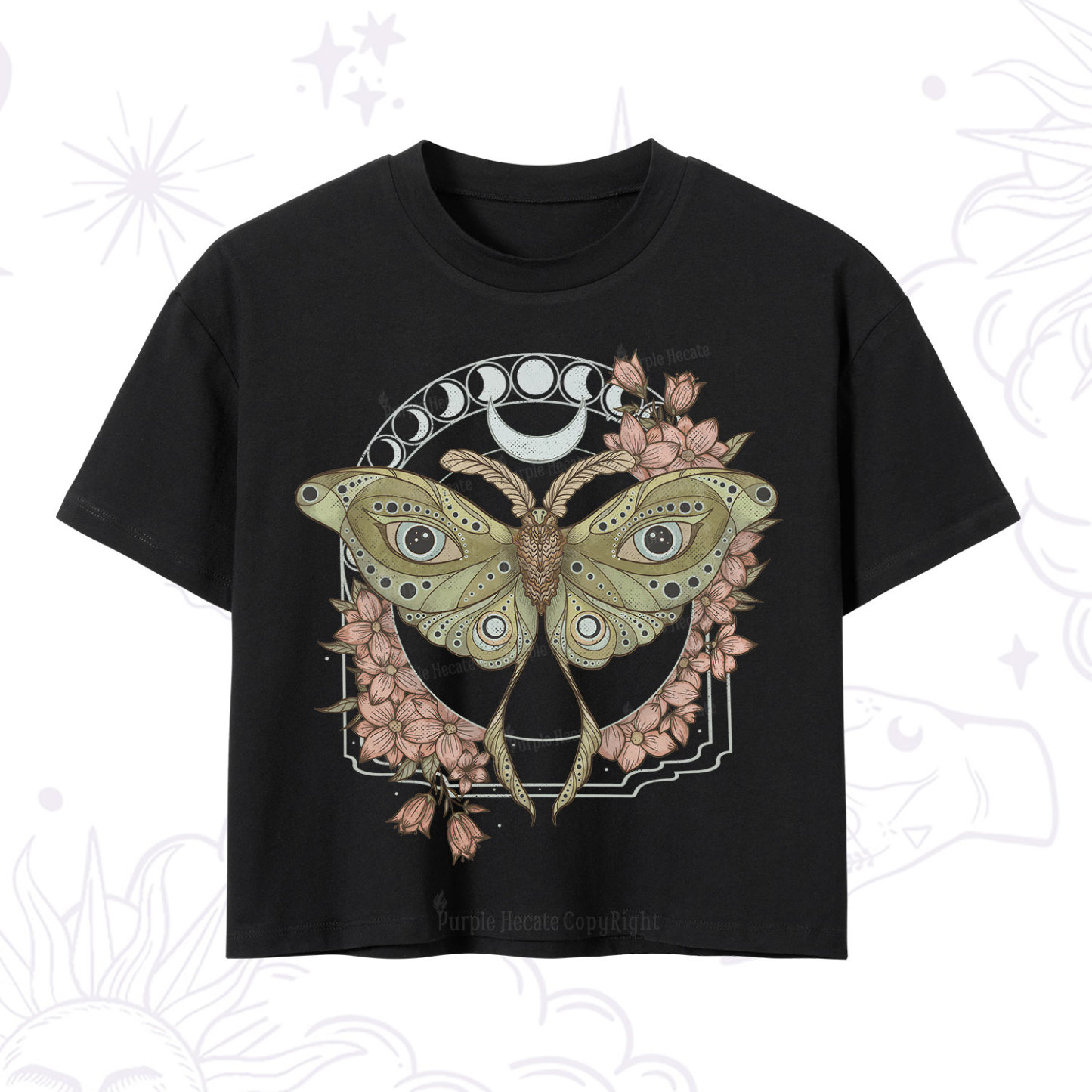 Purplehecate Luna Moth Crop T-Shirt