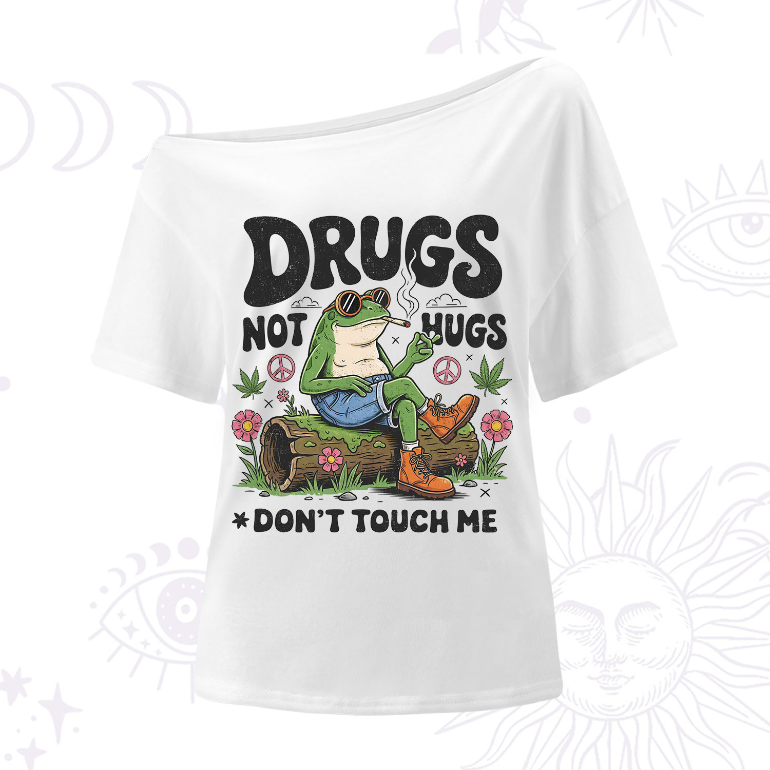 Purplehecate Drugs Not Hugs One Shoulder T-Shirt