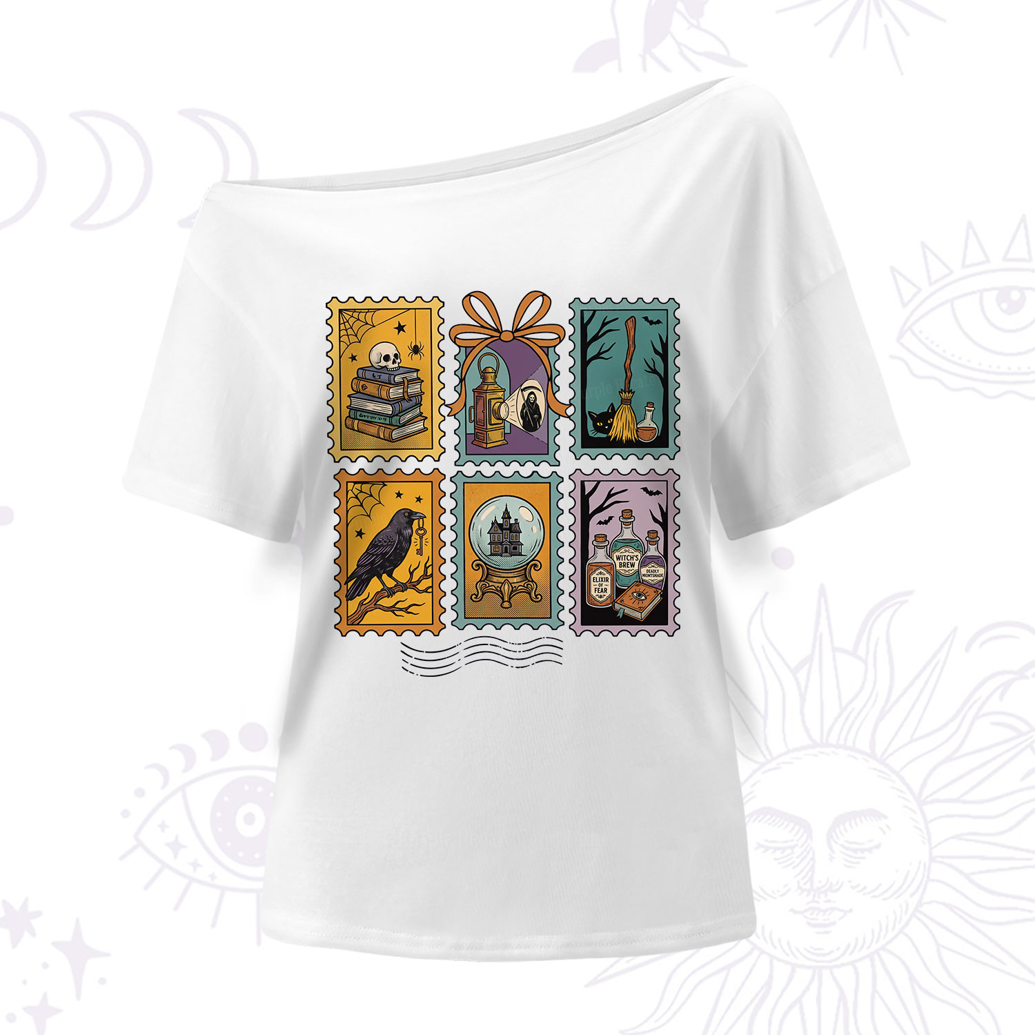 Purplehecate Halloween Witch Raven Castle Potions One Shoulder T-Shirt