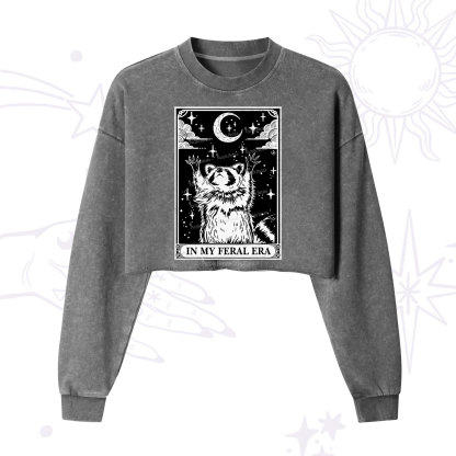 Purplehecate The In My Feral Era Oracle Card Cropped Washed Sweatshirt