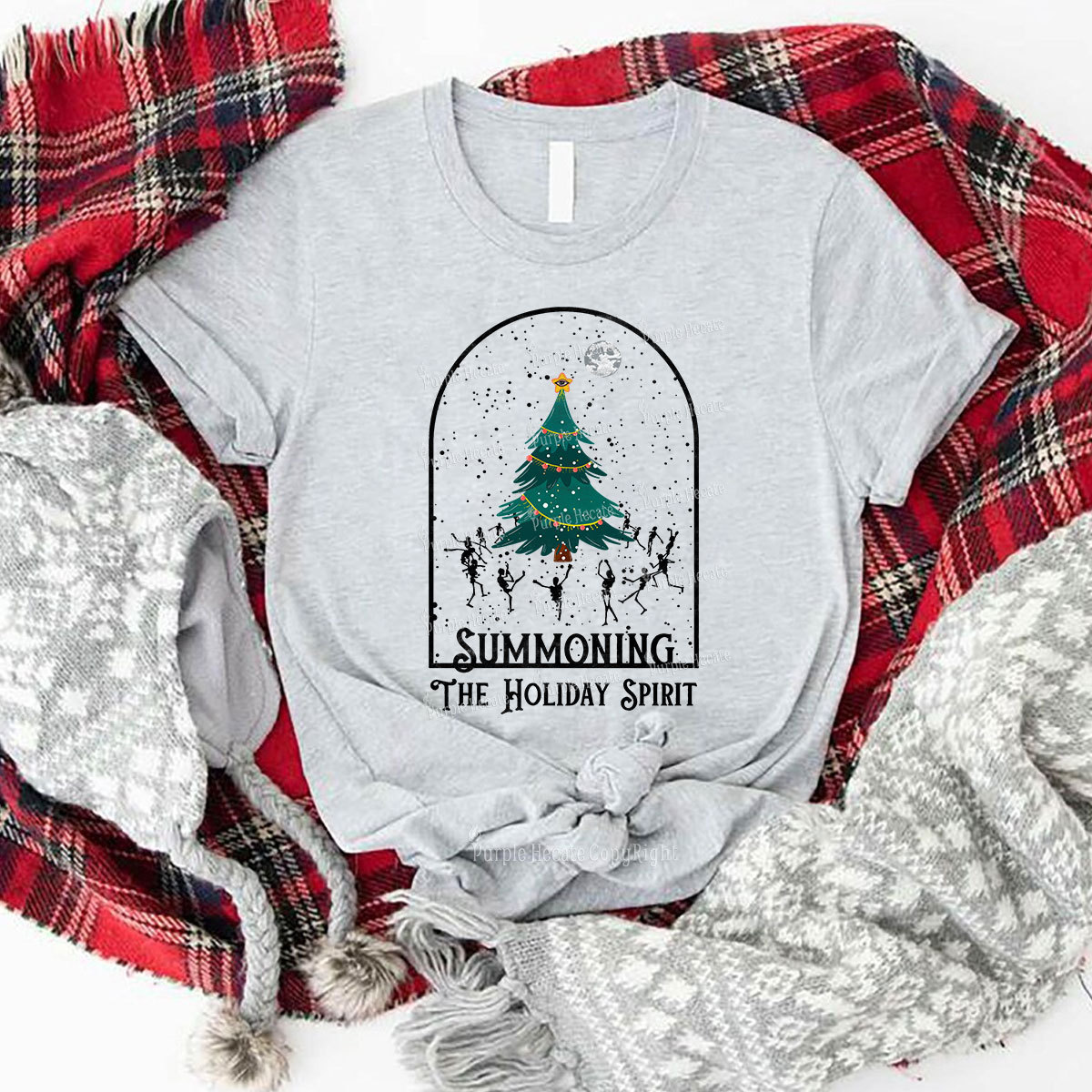 [Copy]Purplehecate Christmas Black Cat Couple T-Shirts