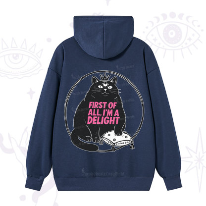 Purplehecate Black Cat First Of All I'm A Delight Hoodie