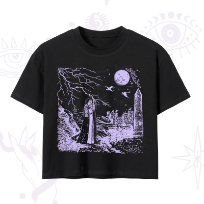 Purplehecate Black Moon Witch Spell Casting Crop T-Shirt