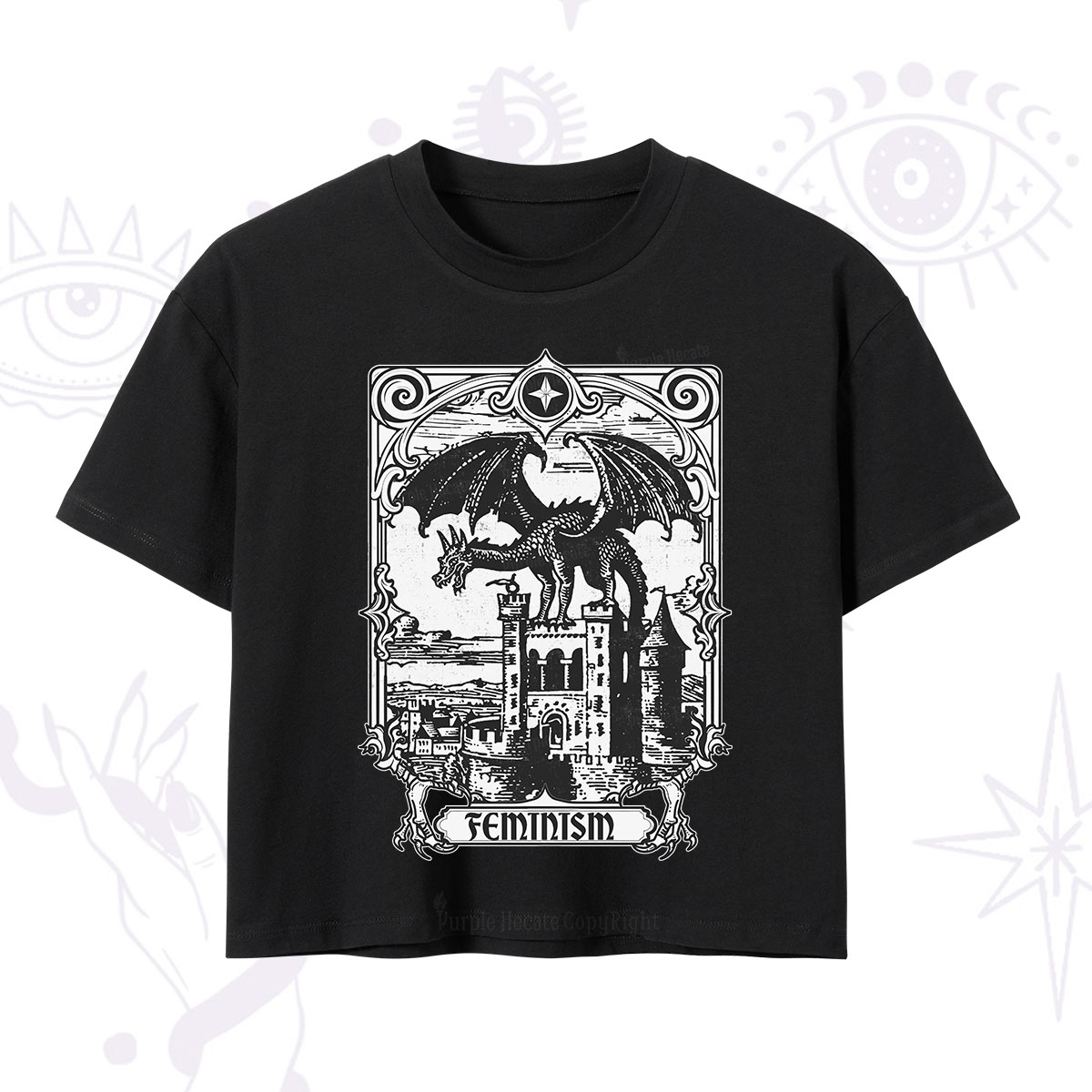 Purplehecate Medieval Feminist Dragon Crop T-Shirt