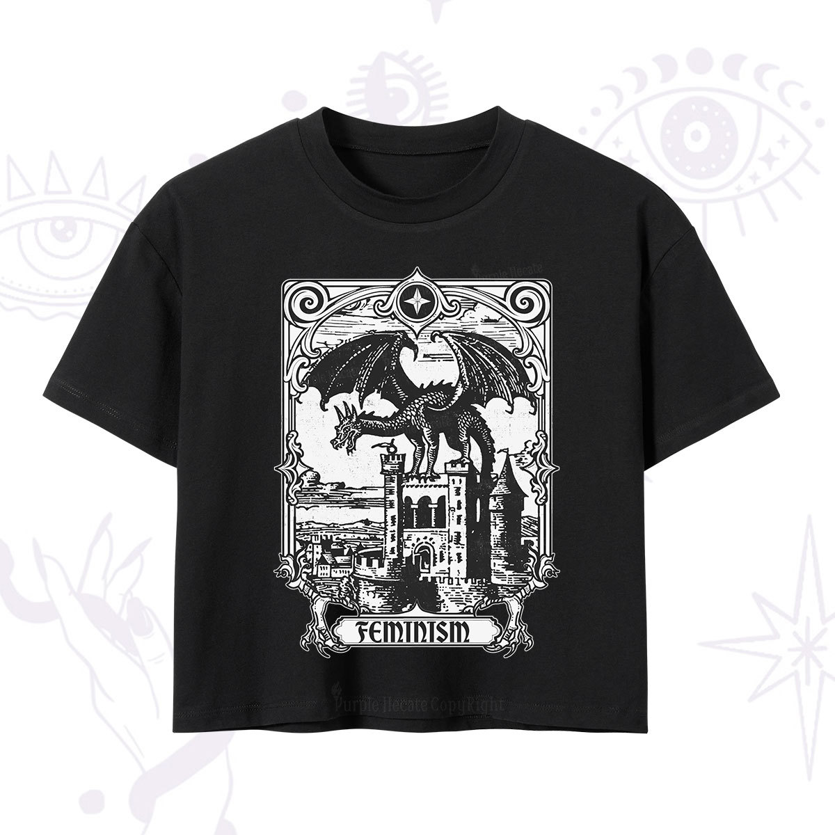 Purplehecate Medieval Feminist Dragon Crop T-Shirt