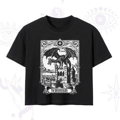 Purplehecate Medieval Feminist Dragon Crop T-Shirt