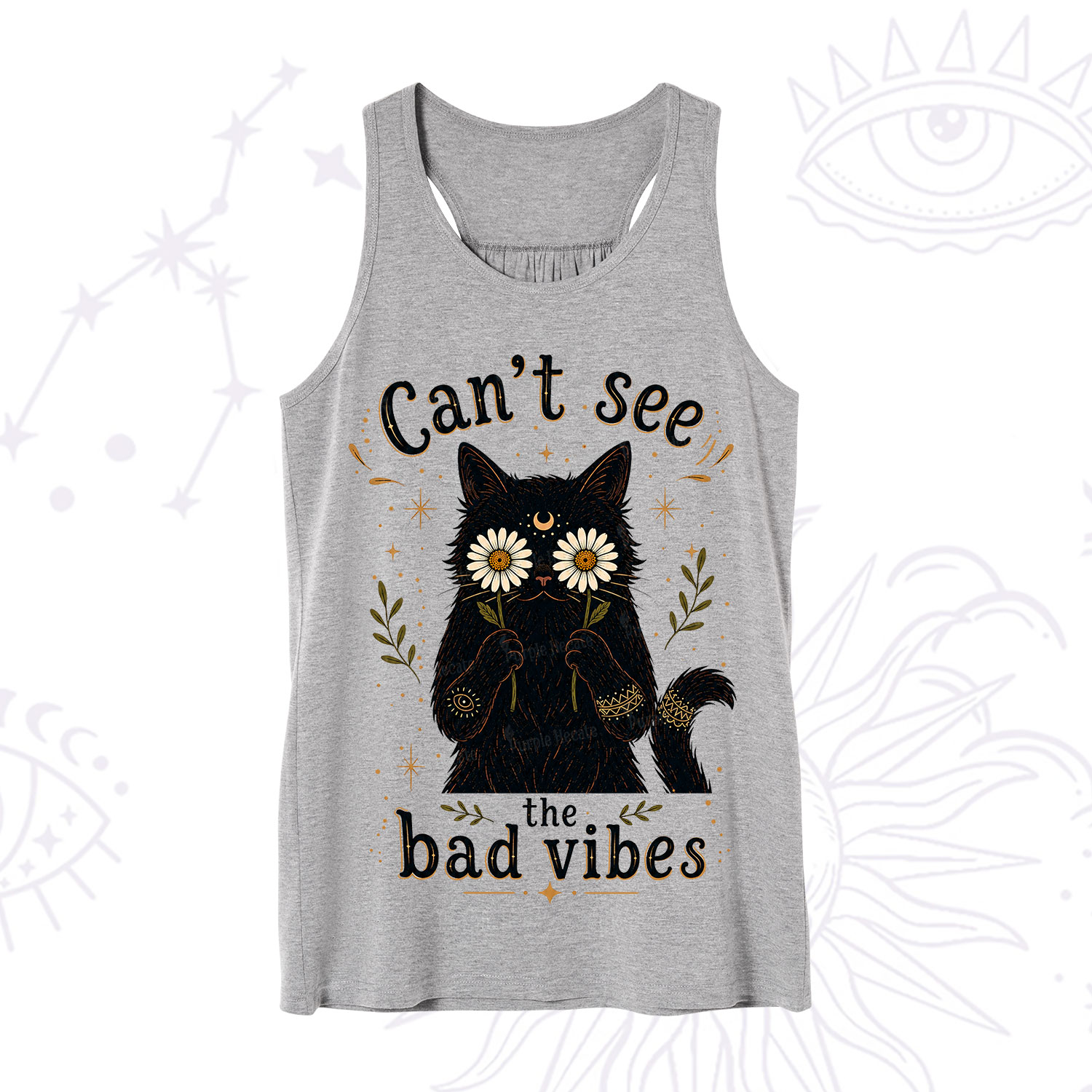 Purplehecate Can't See the Bad Vibes Black Cat Tank