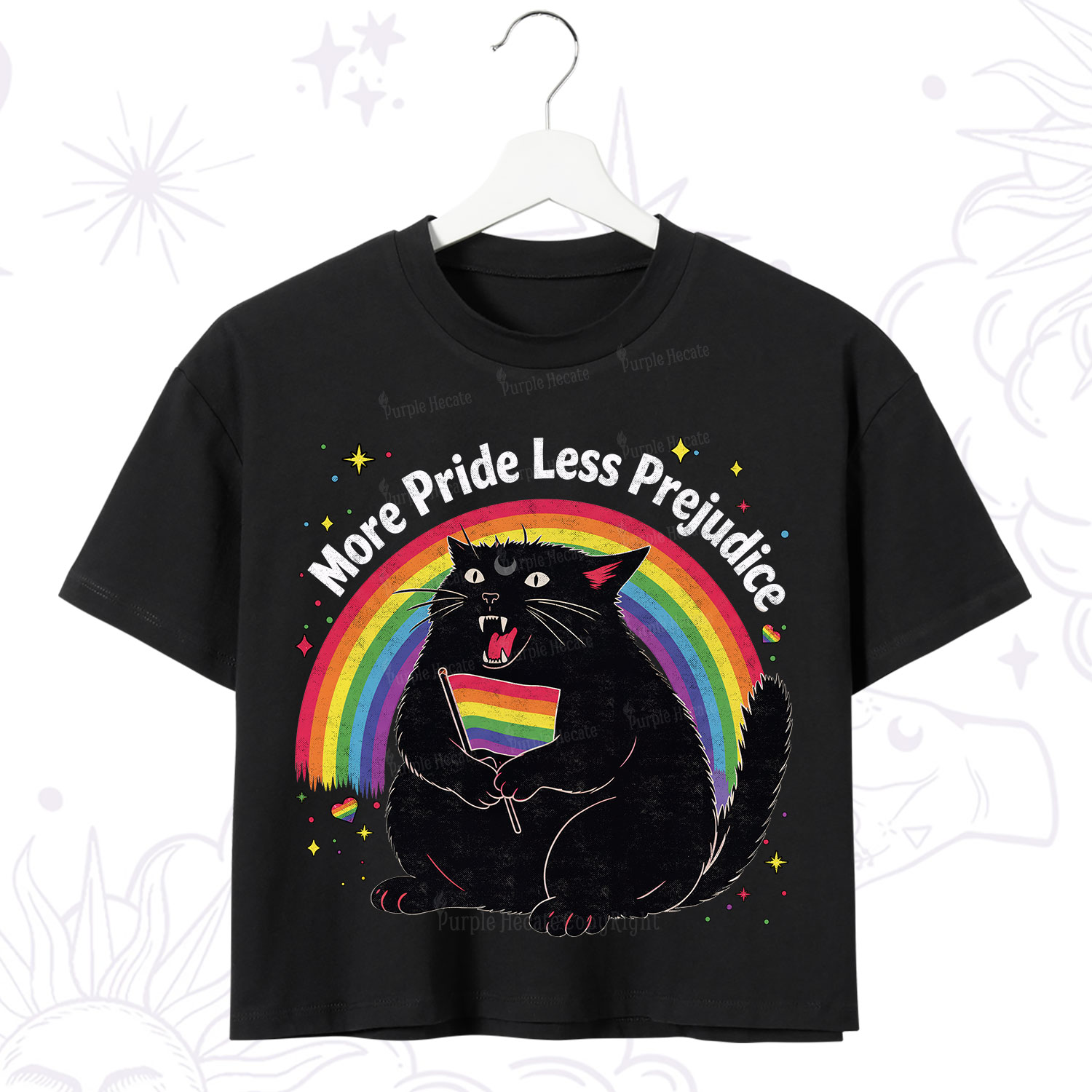 Purplehecate More Pride Less Prejudice Cat Crop T-Shirt