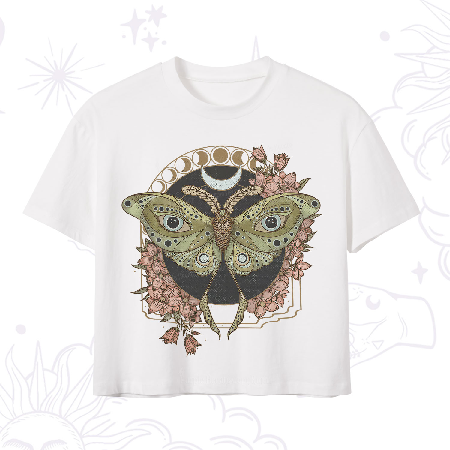 Purplehecate Luna Moth Crop T-Shirt