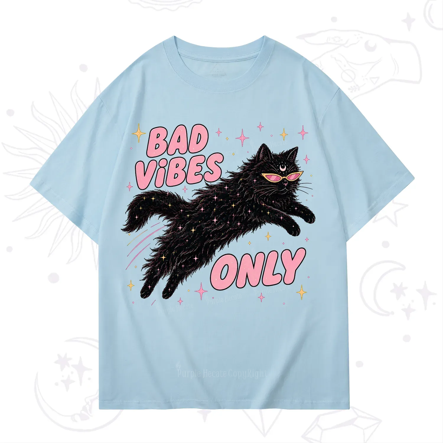 Purplehecate Black Cat Vibes Only T-Shirt