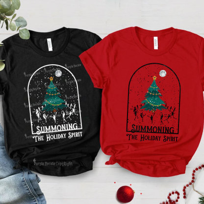 [Copy]Purplehecate Christmas Black Cat Couple T-Shirts