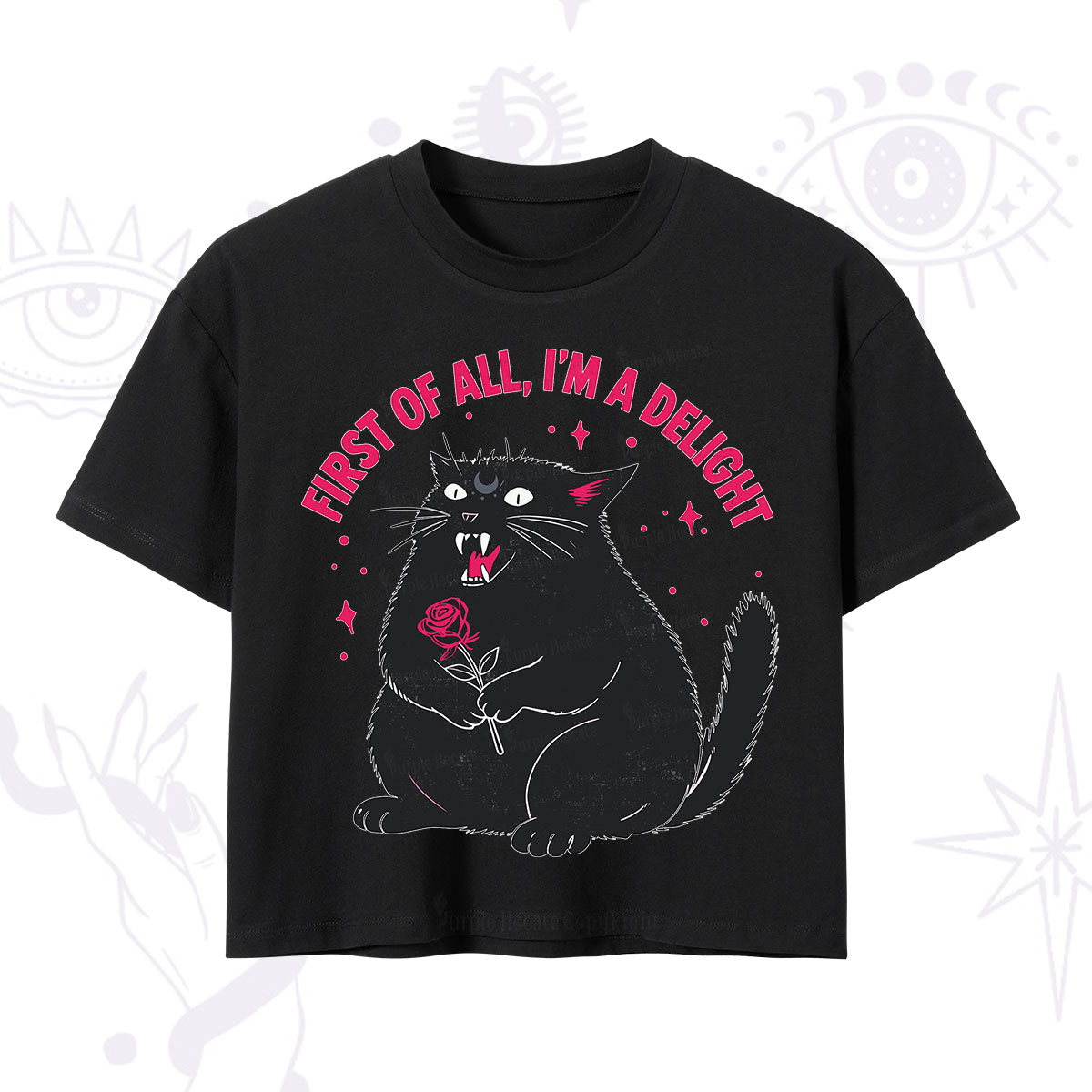 Purplehecate First Of All I'm A Delight Cat Crop T-Shirt