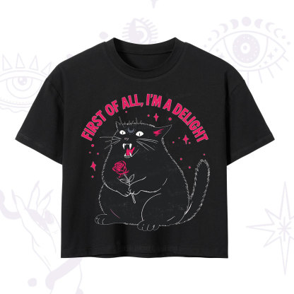 Purplehecate First Of All I'm A Delight Cat Crop T-Shirt