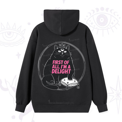 Purplehecate Black Cat First Of All I'm A Delight Hoodie
