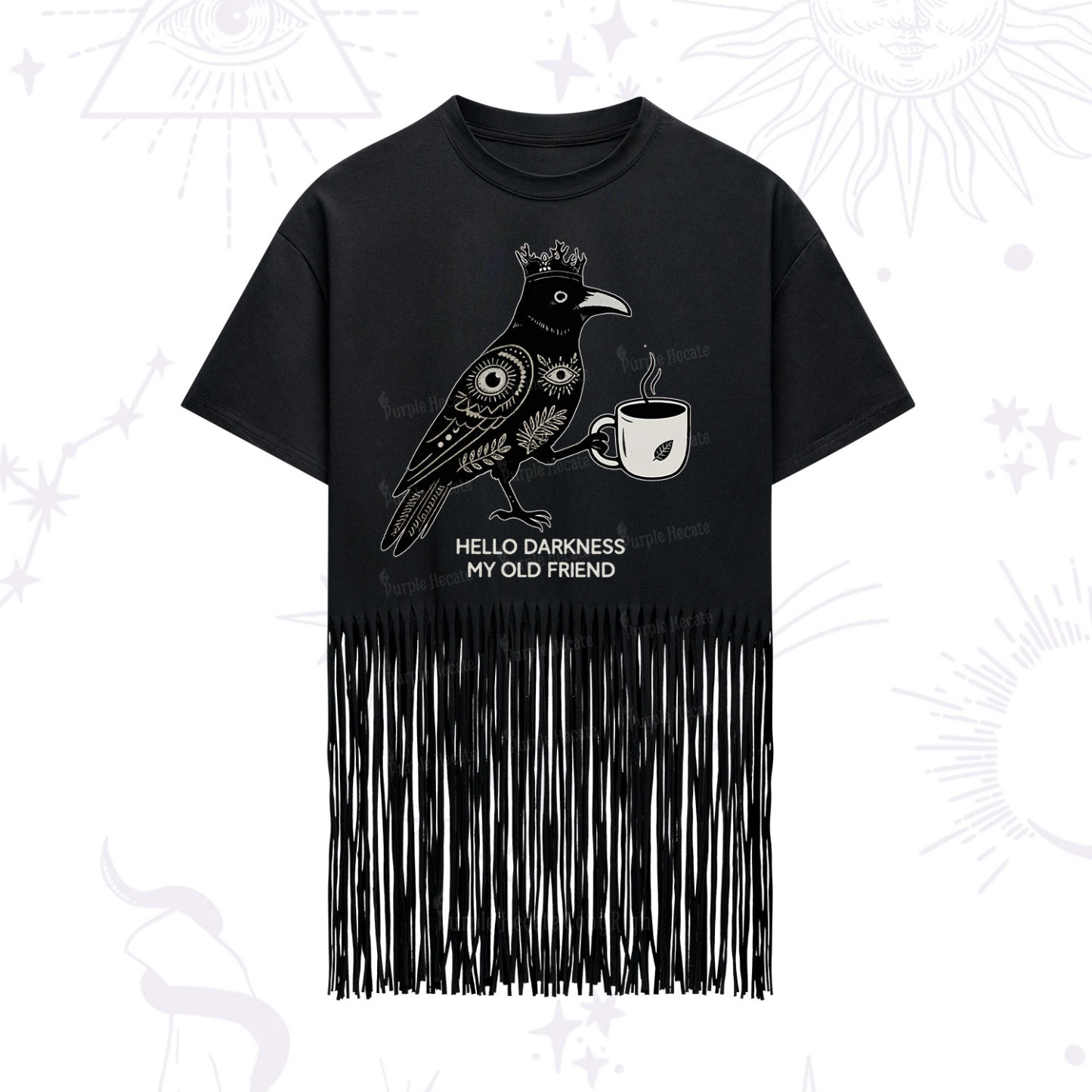 Purplehecate Hello Darkness My Old Friend Fringe Hem T-Shirt