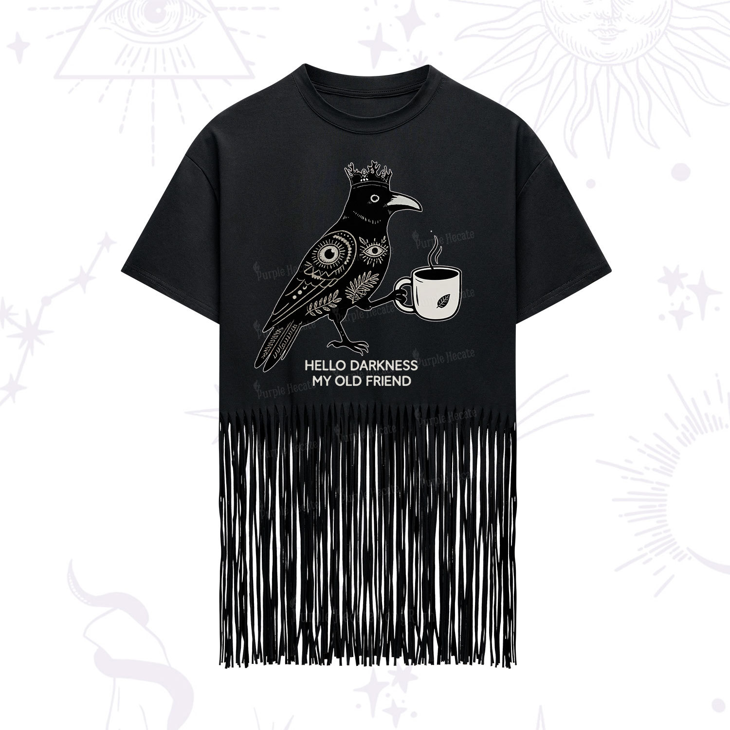 Purplehecate Hello Darkness My Old Friend Fringe Hem T-Shirt