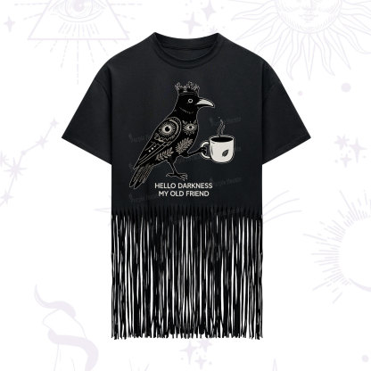 Purplehecate Hello Darkness My Old Friend Fringe Hem T-Shirt