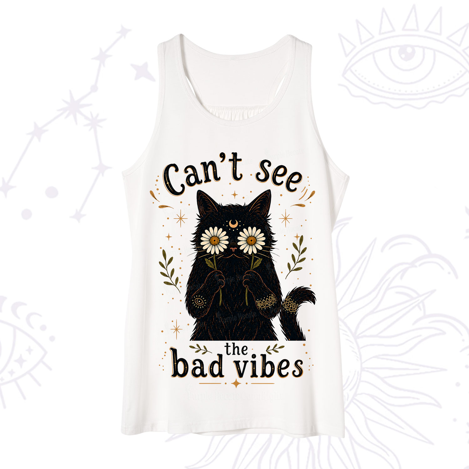 Purplehecate Can't See the Bad Vibes Black Cat Tank