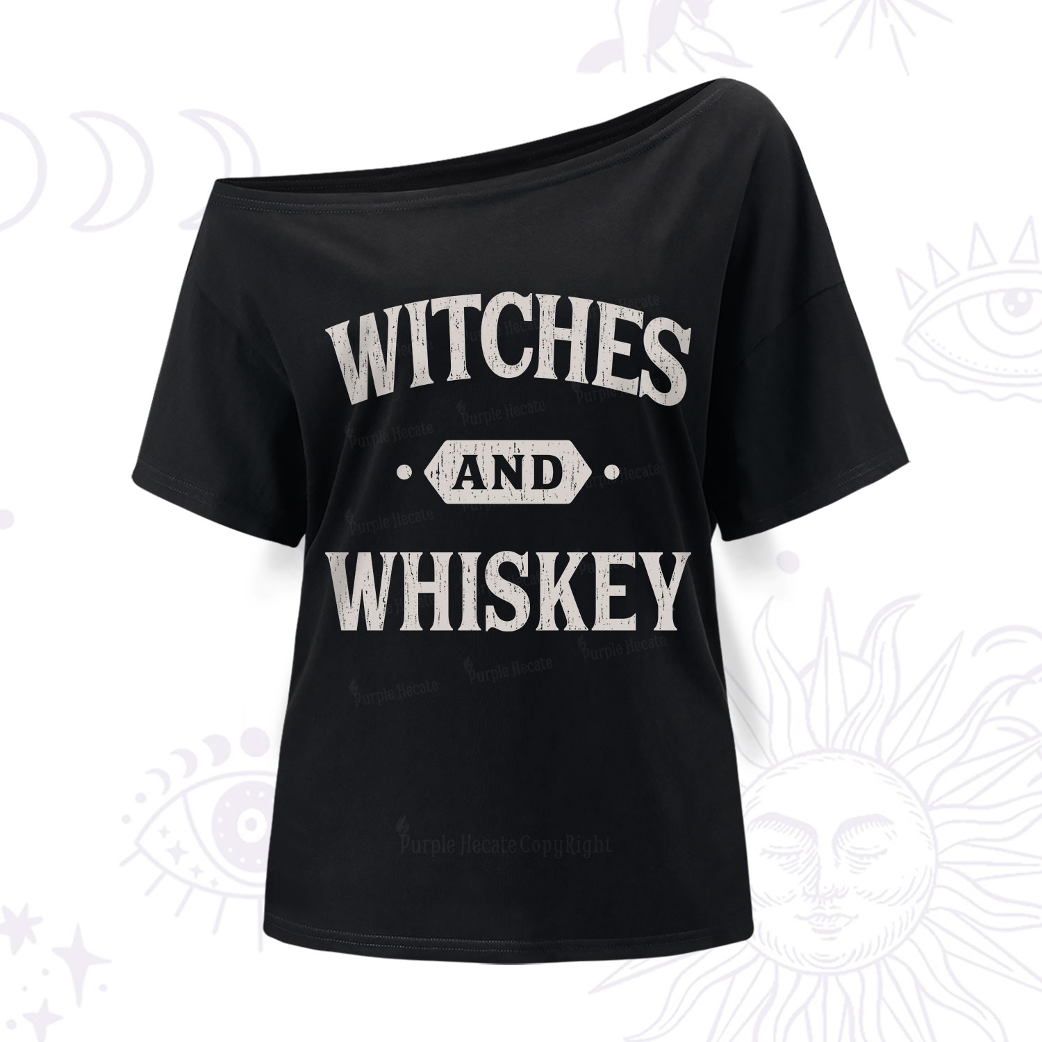Purplehecate Witches and Whiskey One Shoulder T-Shirt