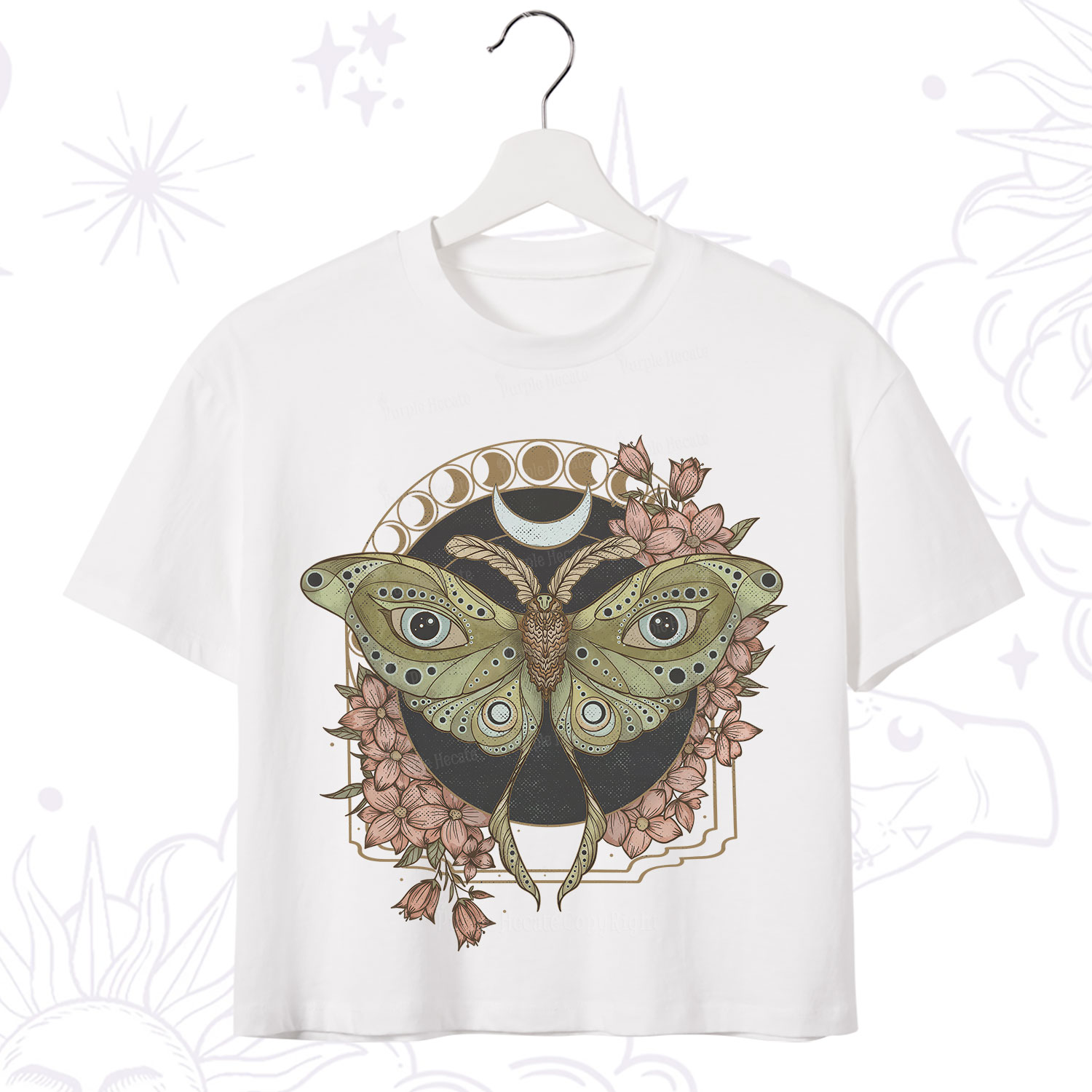 Purplehecate Luna Moth Crop T-Shirt