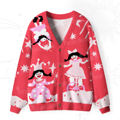 Purplehecate Joyful Circus Girl Ugly Cardigan Sweaters